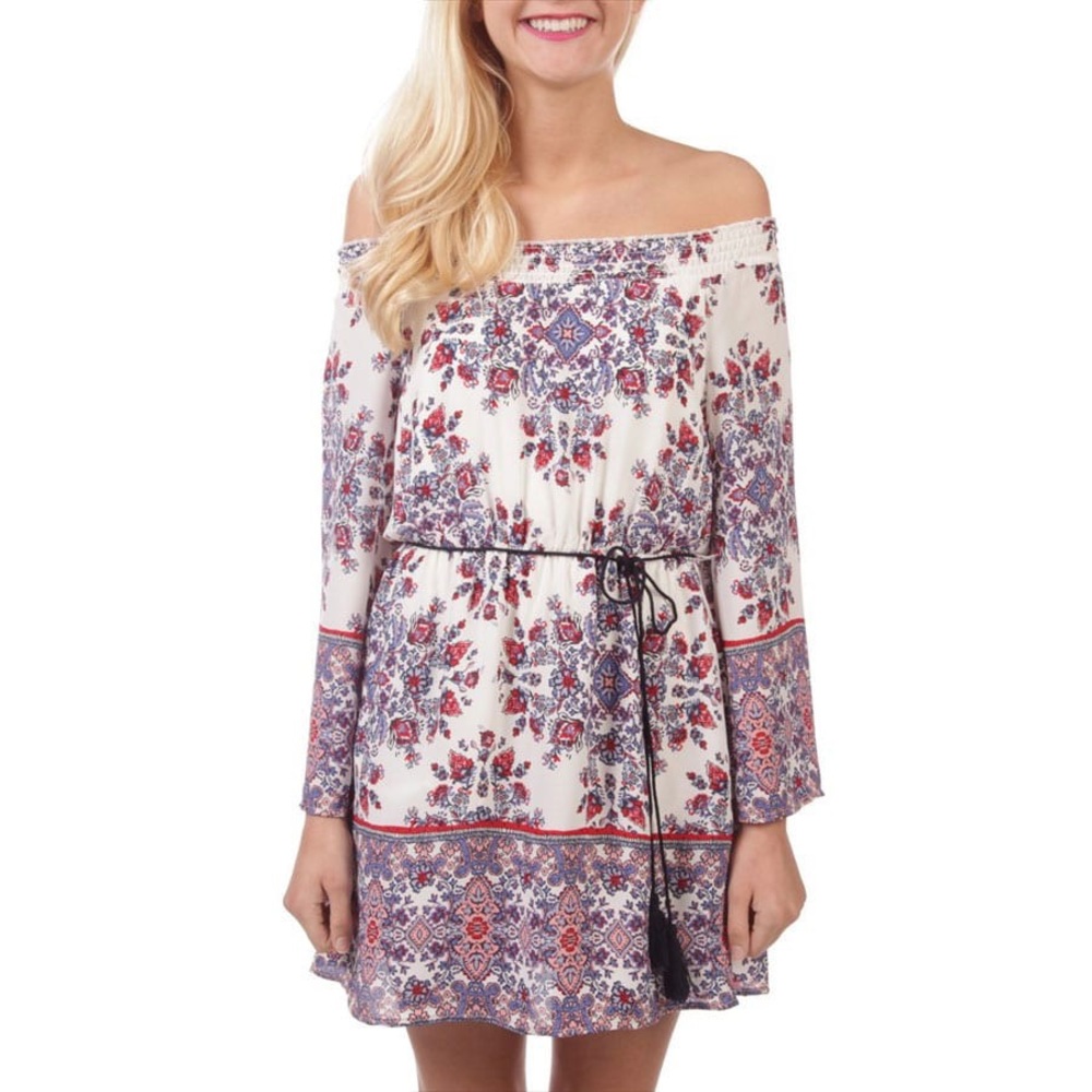 Bailey Blue Off the Shoulder Floral Dress Size L
